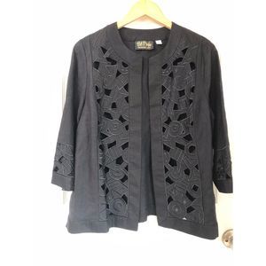 BOB MACKIE•LINEN• GEOMETRIC CUT OUT BLAZER  SZ M